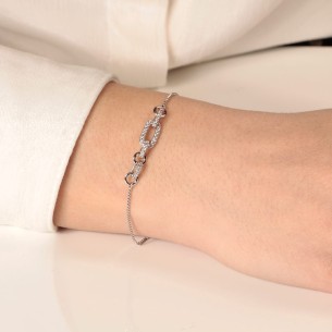 Ασημένιο επιπλατινωμένο βραχιόλι Αλυσίδα Κρίκοι