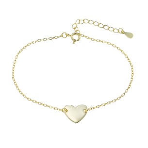 Ασημένιο επίχρυσο βραχιόλι Καρδιά