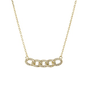 Ασημένιο επίχρυσο κολιέ Αλυσίδα Κρίκοι