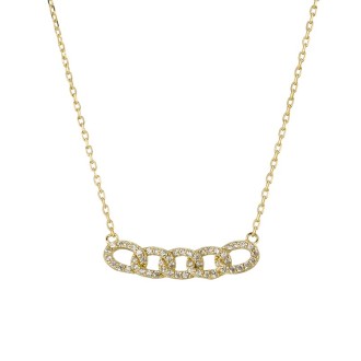 Ασημένιο επίχρυσο κολιέ Αλυσίδα Κρίκοι