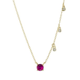 Ασημένιο επίχρυσο κολιέ Μονόπετρα