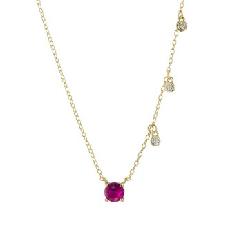 Ασημένιο επίχρυσο κολιέ Μονόπετρα