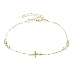 Ασημένιο επίχρυσο βραχιόλι Σταυρός
