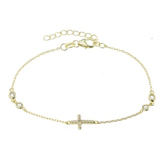 Ασημένιο επίχρυσο βραχιόλι Σταυρός
