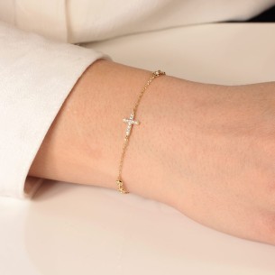 Ασημένιο επίχρυσο βραχιόλι Σταυρός