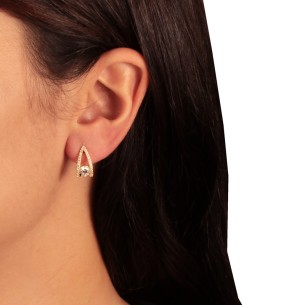 Ασημένια επίχρυσα Δίσειρα Σκουλαρίκια Μονόπετρα