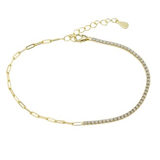 Ασημένιο επίχρυσο βραχιόλι Σέτ Αλυσίδα Ριβιέρα