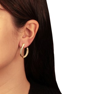 Ασημένια επίχρυσα σκουλαρίκια Οβάλ Καμπύλες