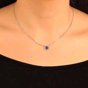 Ασημένιο επιπλατινωμένο κολιέ Ροζέτα