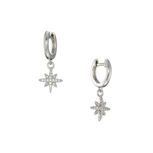 Ασημένια σκουλαρίκια huggies Κρίκοι Αστέρια 12.00mm