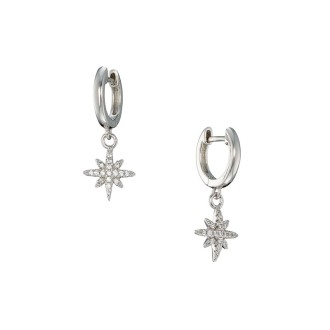 Ασημένια σκουλαρίκια huggies Κρίκοι Αστέρια 12.00mm