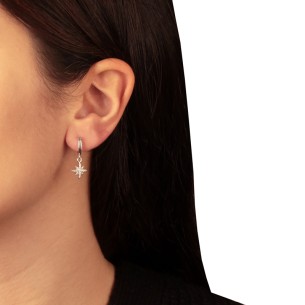 Ασημένια σκουλαρίκια huggies Κρίκοι Αστέρια 12.00mm