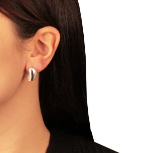 Ασημένια επιπλατινωμένα σκουλαρίκια Pebble