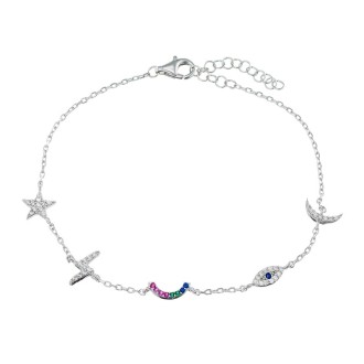 Ασημένιο επιπλατινωμένο βραχιόλι Γούρια Lucky 5