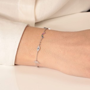 Ασημένιο επιπλατινωμένο βραχιόλι Γούρια Lucky 5