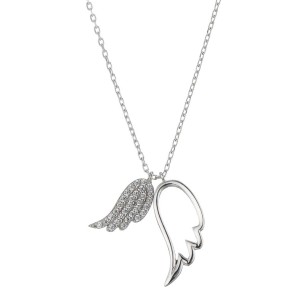 Ασημένιο επιπλατινωμένο κολιέ Φτερά Αγγέλου