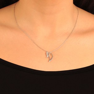Ασημένιο επιπλατινωμένο κολιέ Φτερά Αγγέλου