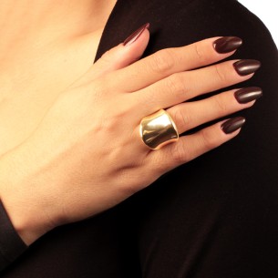 Ασημένιο επίχρυσο δαχτυλίδι Καμπύλη Κύμα