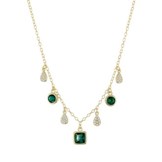 Ασημένιο επίχρυσο κολιέ Retro Drops