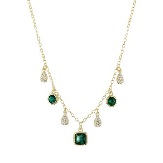 Ασημένιο επίχρυσο κολιέ Retro Drops