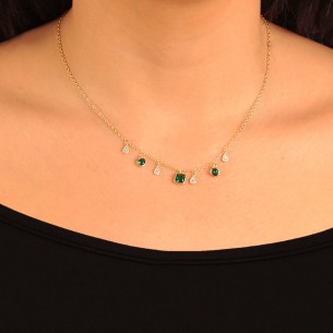 Ασημένιο επίχρυσο κολιέ Retro Drops