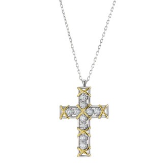 Ασημένιο επιπλατινωμένο κολιέ Αλυσίδα Σταυρός Χ