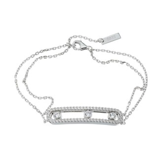 Ασημένιο επιπλατινωμένο βραχιόλι Μπάρα Μονόπετρα