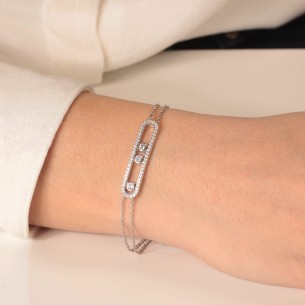Ασημένιο επιπλατινωμένο βραχιόλι Μπάρα Μονόπετρα