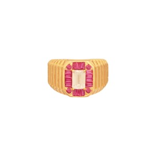 Ασημένιο επίχρυσο δαχτυλίδι Emerald Ροζέτα