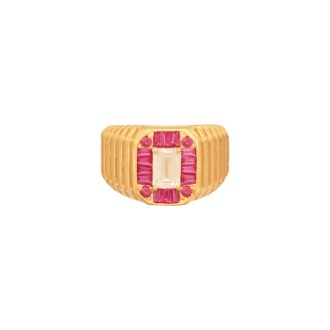 Ασημένιο επίχρυσο δαχτυλίδι Emerald Ροζέτα