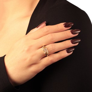 Ασημένιο επίχρυσο δαχτυλίδι Οβάλ