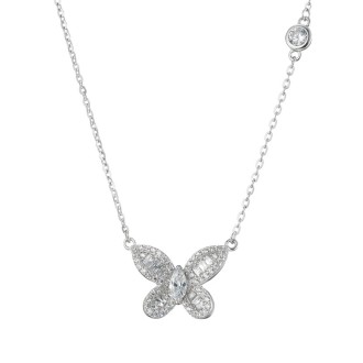 Ασημένιο επιπλατινωμένο κολιέ Πεταλούδα