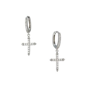 Ασημένια σκουλαρίκια huggies Κρίκοι Σταυροί 12.00mm