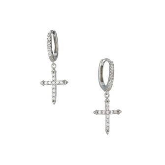 Ασημένια σκουλαρίκια huggies Κρίκοι Σταυροί 12.00mm