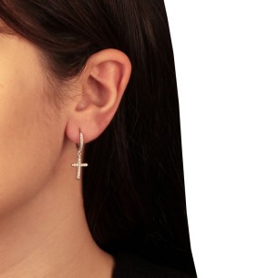 Ασημένια σκουλαρίκια huggies Κρίκοι Σταυροί 12.00mm