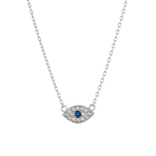 Ασημένιο επιπλατινωμένο κολιέ Μάτι