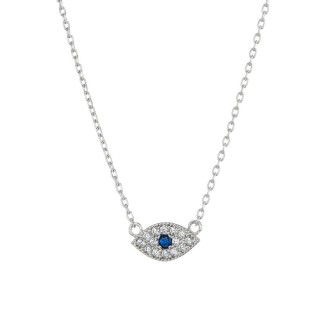 Ασημένιο επιπλατινωμένο κολιέ Μάτι