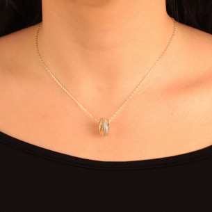 Ασημένιο επίχρυσο κολιέ Ροδέλα