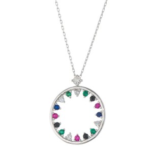 Ασημένιο επιπλατινωμένο κολιέ Κύκλος