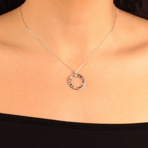 Ασημένιο επιπλατινωμένο κολιέ Κύκλος