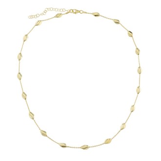 Ασημένιο επίχρυσο κολιέ Αλυσίδα Βότσαλα