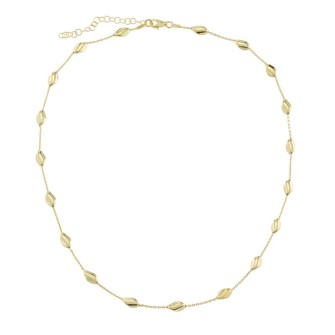 Ασημένιο επίχρυσο κολιέ Αλυσίδα Βότσαλα