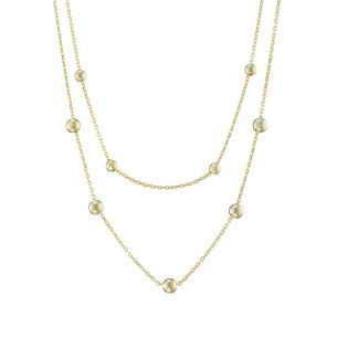 Ασημένιο επίχρυσο κολιέ Αλυσίδα Μπίλιες