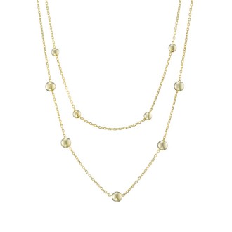 Ασημένιο επίχρυσο κολιέ Αλυσίδα Μπίλιες