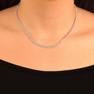 Ασημένιο επιπλατινωμένο κολιέ Αλυσίδα Gourmet