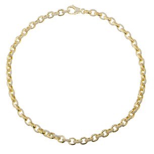 Ασημένιο επίχρυσο κολιέ Αλυσίδα Οβάλ Κρίκοι