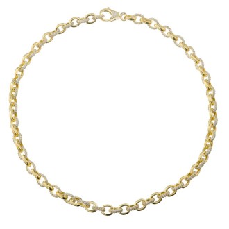 Ασημένιο επίχρυσο κολιέ Αλυσίδα Οβάλ Κρίκοι