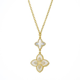 Ασημένιο επίχρυσο κολιέ Τετράφυλλα Σταυρός