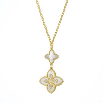 Ασημένιο επίχρυσο κολιέ Τετράφυλλα Σταυρός