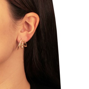 Ασημένια επίχρυσα σκουλαρίκια Τρίσειροι Κρίκοι